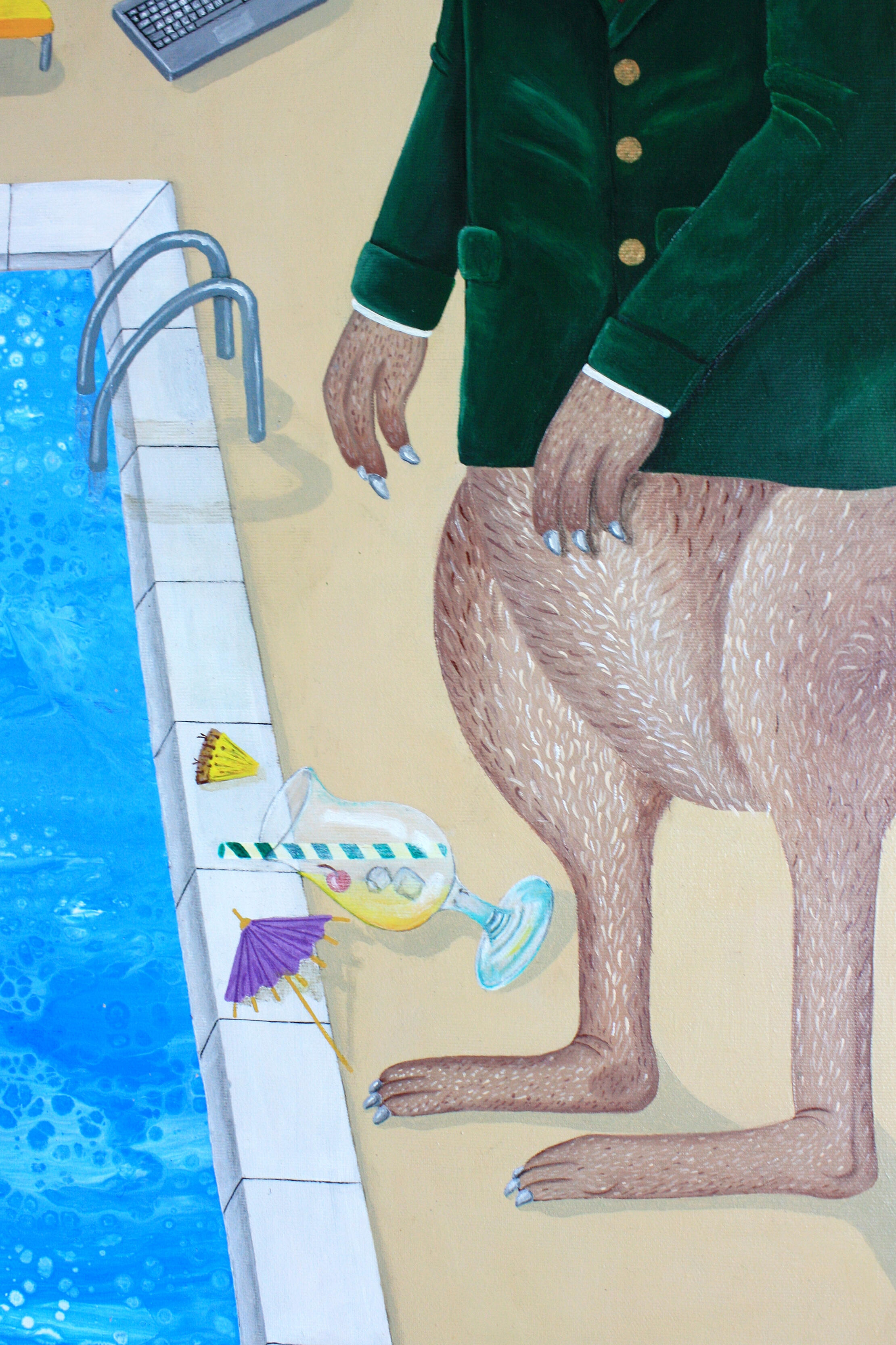 Details from "Kangaroo Boss" – Pop Surrealism Painting | Acrylic Animal Portrait | Archetype “The Ruler” | Original Painting 70x Details from "Kangaroo Boss" – Pop Surrealism Painting | Acrylic Animal Portrait | Archetype “The Ruler” | Original Painting 70x100cm